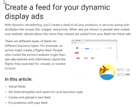 Create a feed for your dynamic display ads