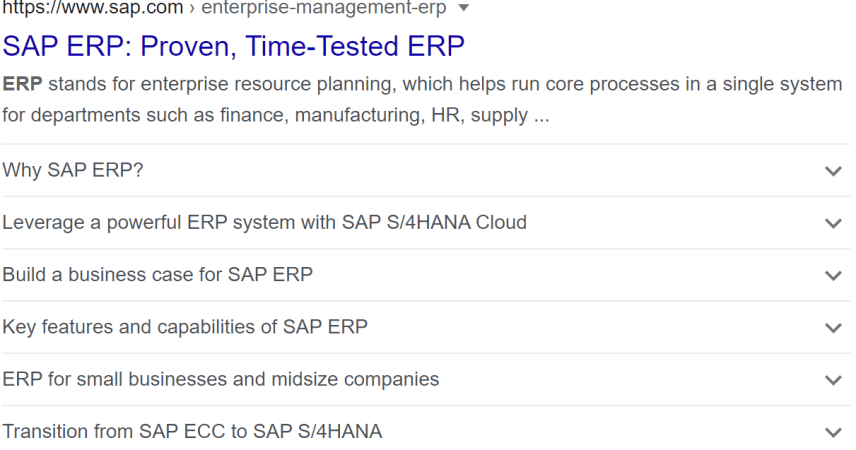 SAP ERP FAQ Rich Result