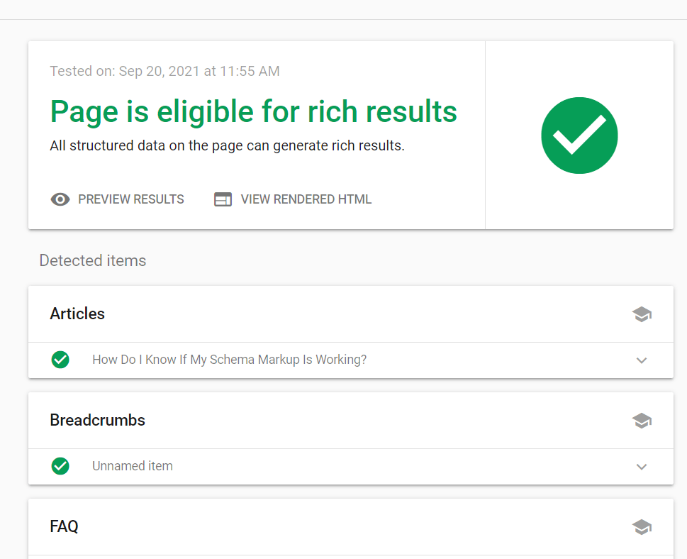 Rich Results Test Results