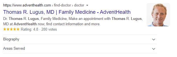 AdventHealth Physician Rich Result