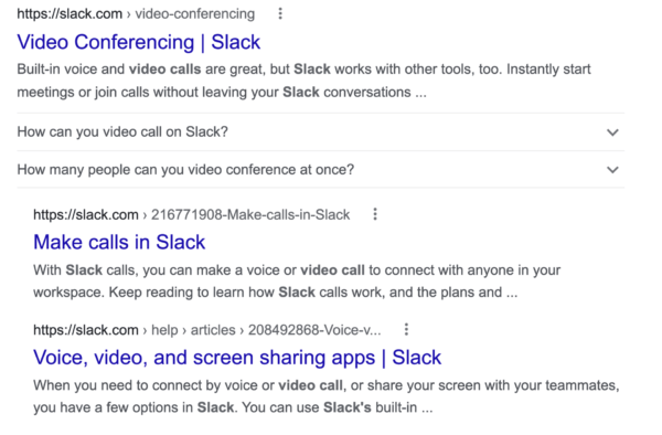 Slack FAQ Rich Result
