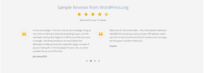 Sample reviews of Schema App's WordPress Plugin