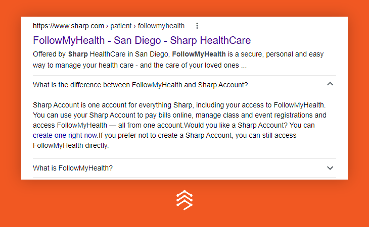 Sharp Healthcare - FollowMyHealth FAQ Rich Result