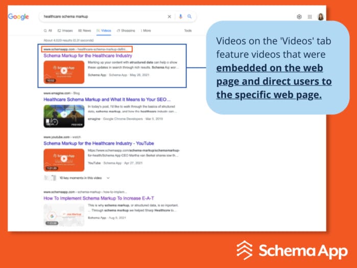 videos in videos tab directing users to web page with video embed