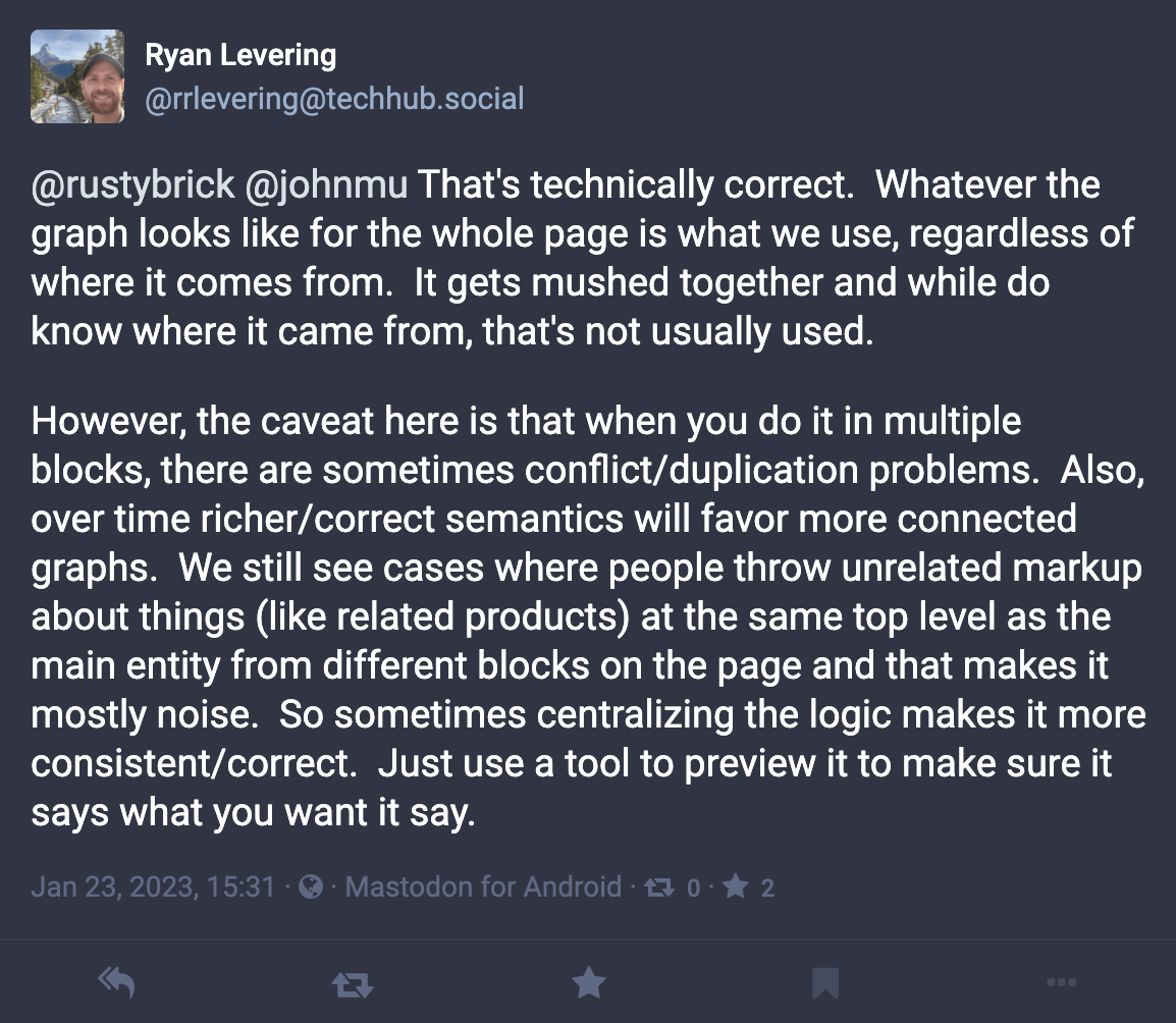 Ответ Райана Леверинг на комментарий Джона Мюллера о Connected Knowledge Graph