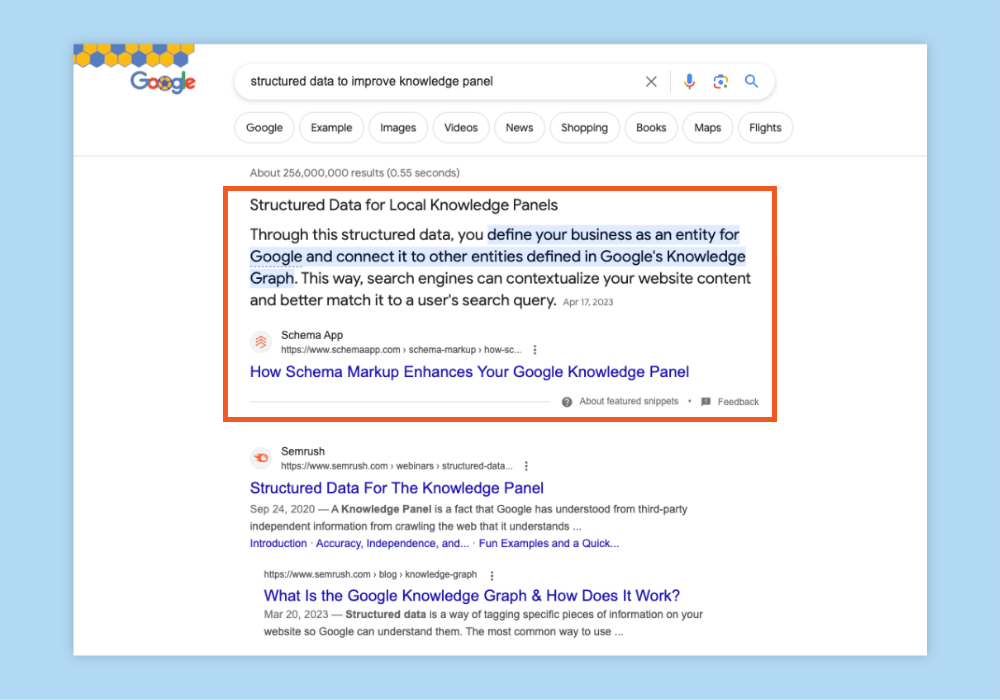example of a featured snippet on google