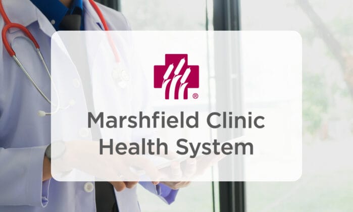Marshfield Clinic case study featured image with Marshfield Clinic Health System logo