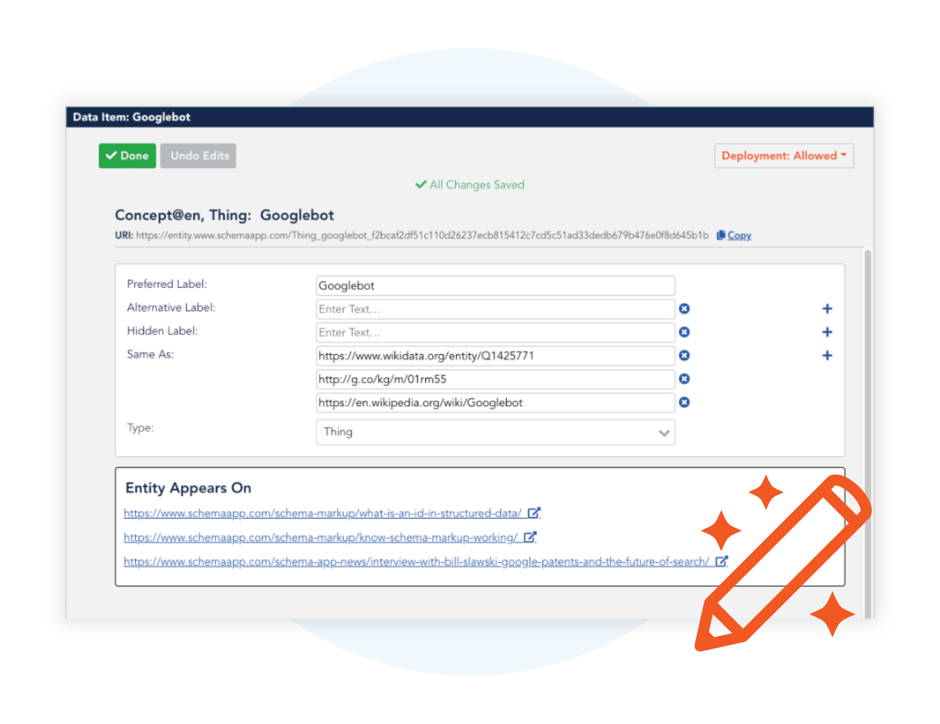 Making edits to your entities in Schema App's entity manager