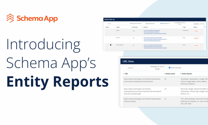 Featured image for "Introducing Schema App's Entity Reports" release article