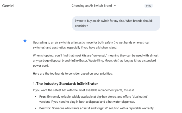 InSinkErator Gemini example
