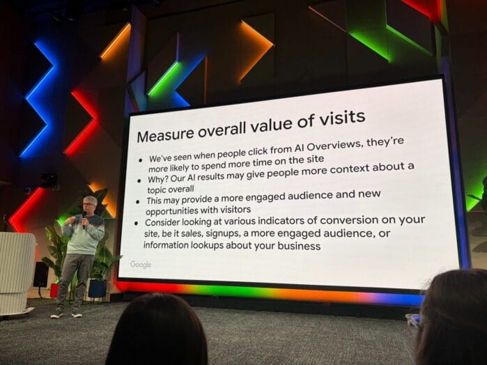 Photo of Google Search Central Live Toronto, showing why we should measure overall value of website visits.